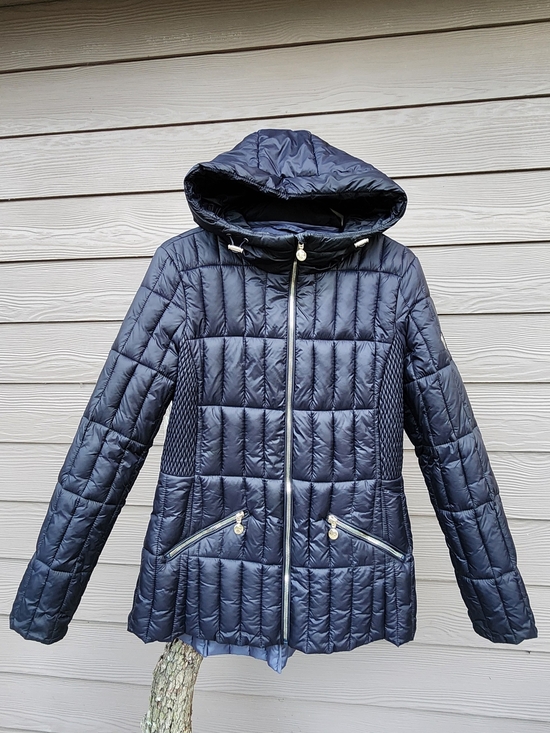 Bernardo Jackets & Blazers - Bernardo Quilted Hooded Puffer Black Jacket